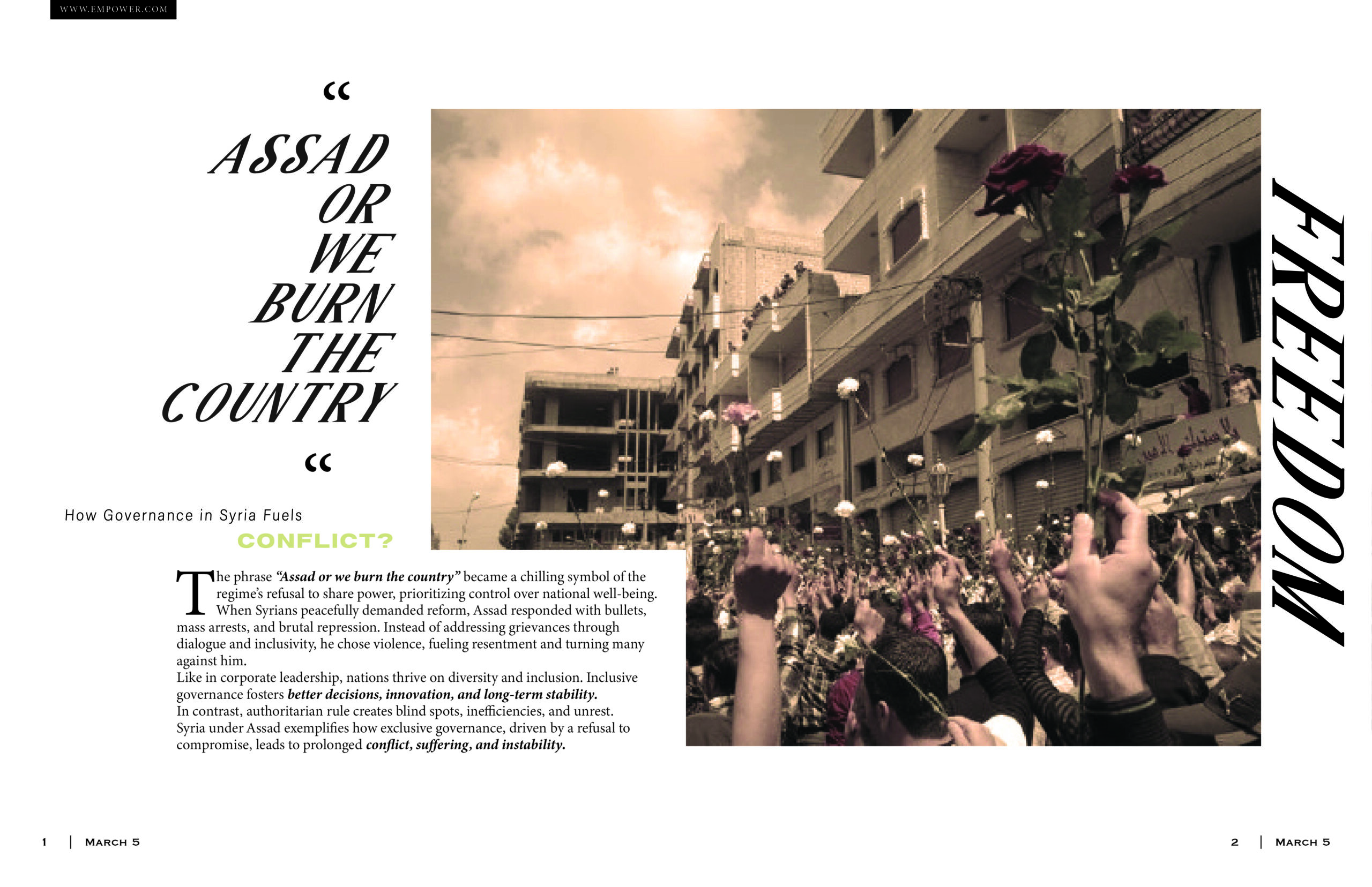 Empower magazine Freedom editorial spread
