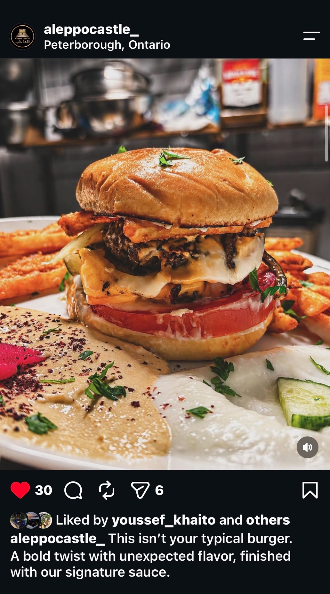 Published Aleppo Castle Instagram burger post