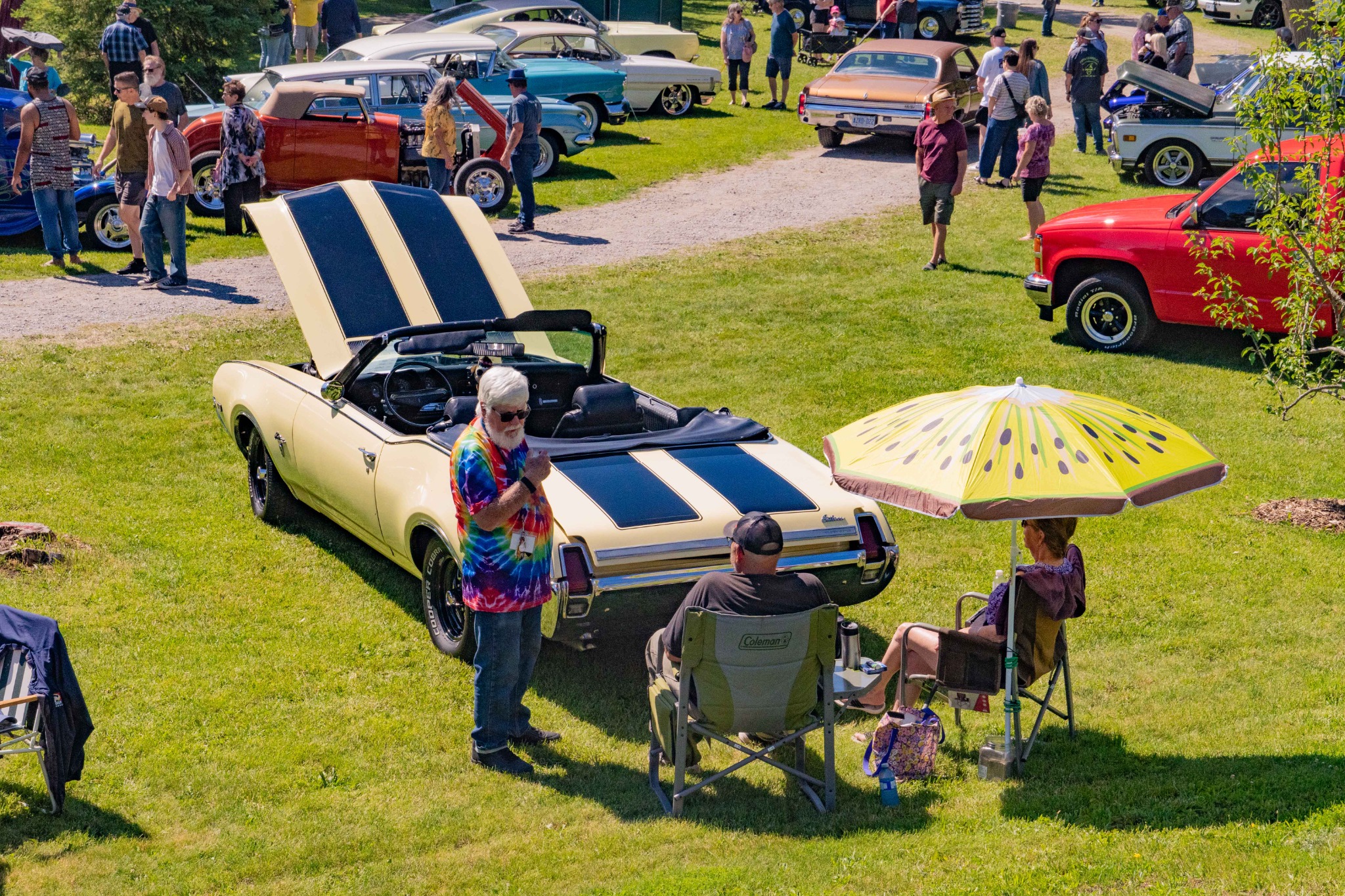 Father’s Day Car Show with visitors and classic cars