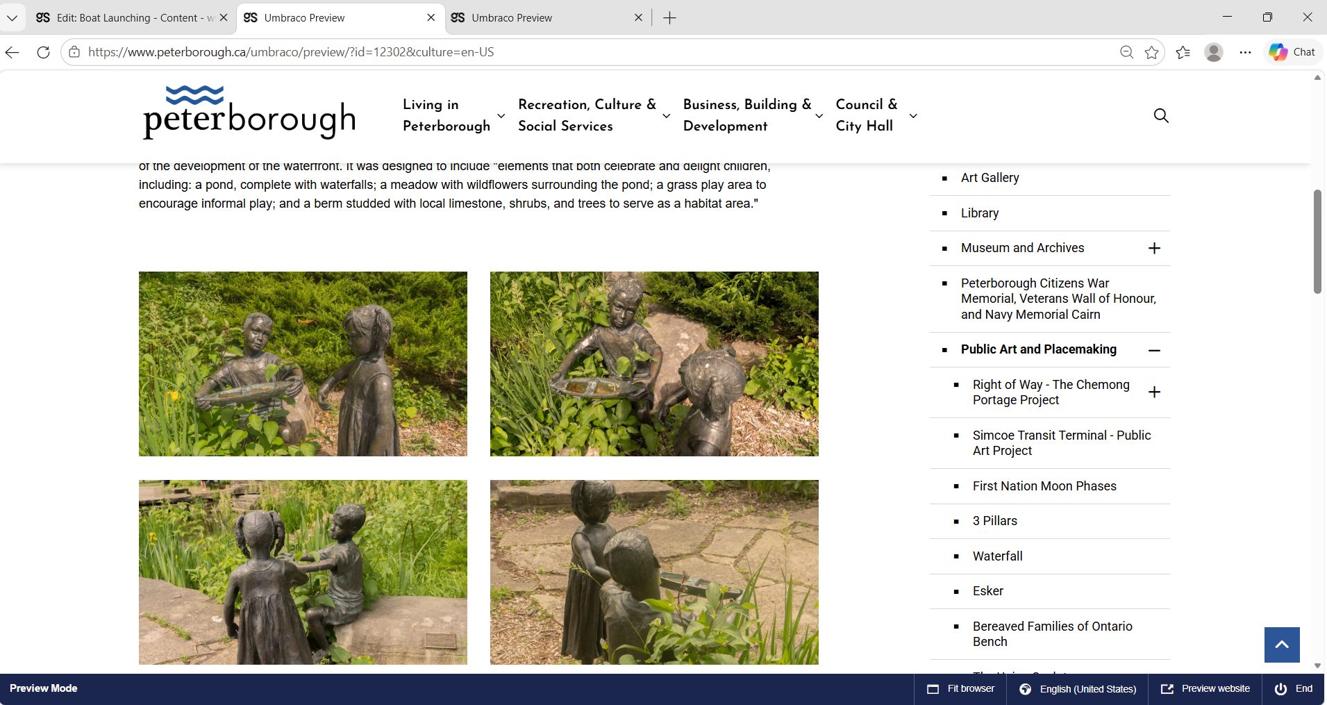 City of Peterborough public art webpage screenshot 10