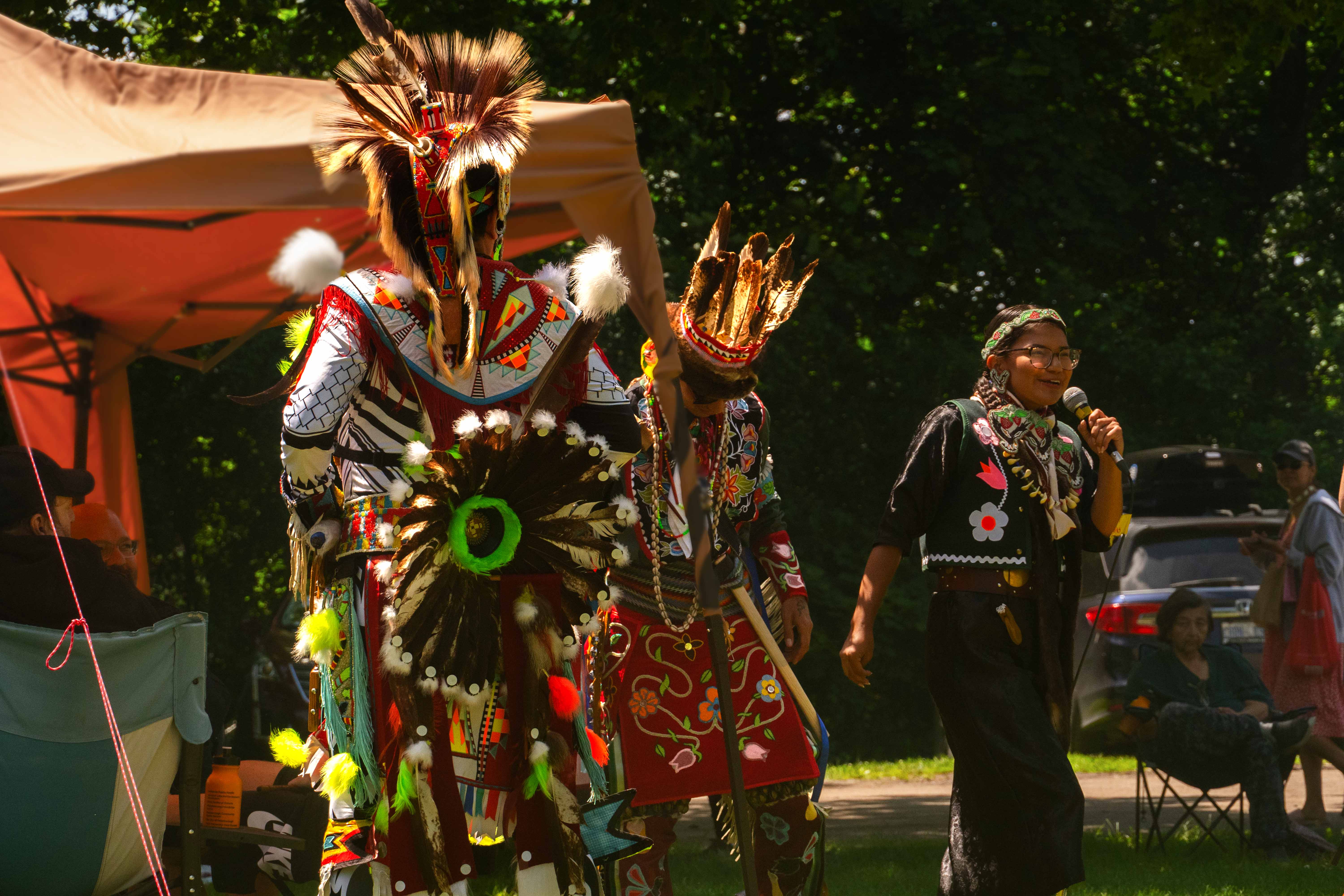 Indigenous performers in regalia during National Indigenous Peoples Day