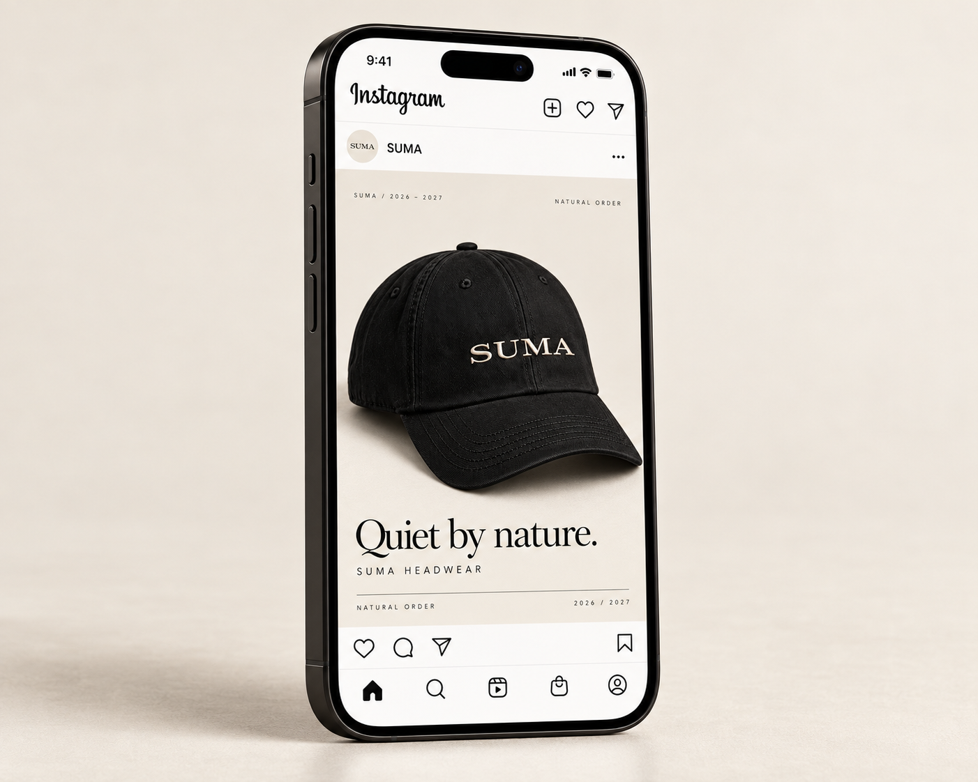 SUMA headwear — mobile concept mockup