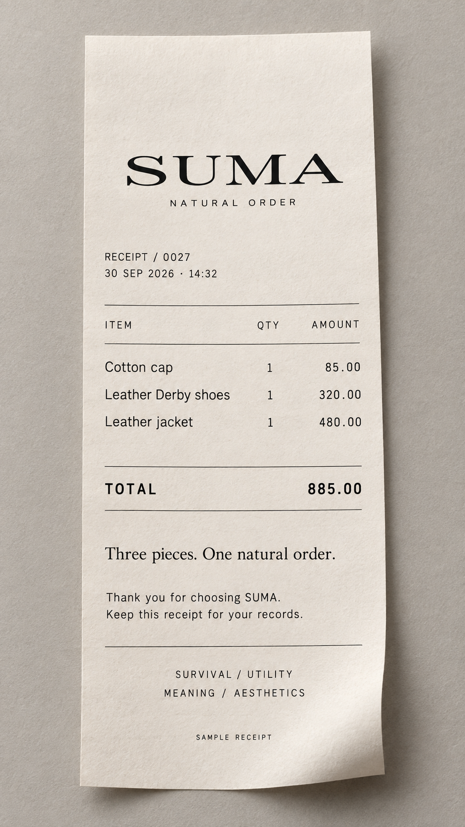 SUMA receipt concept mockup