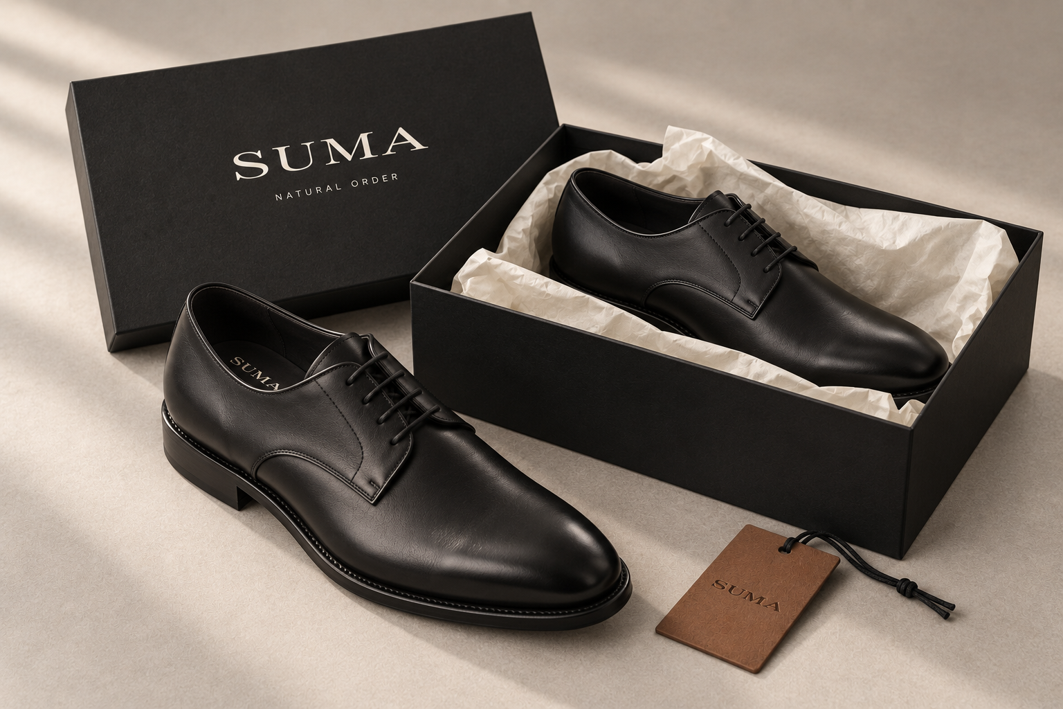 SUMA leather footwear concept mockup